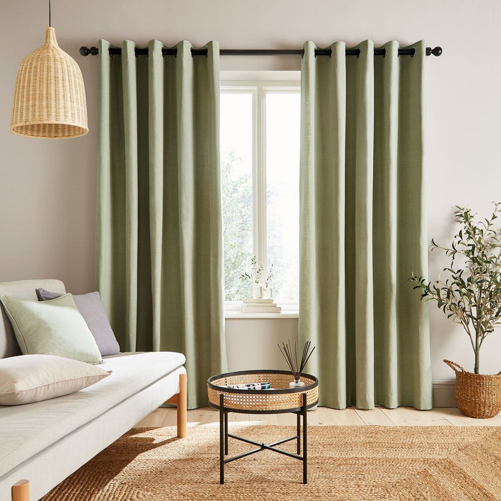 Catherine Lansfield Chambray Yarn Dyed 100% Cotton Eyelet Curtains
