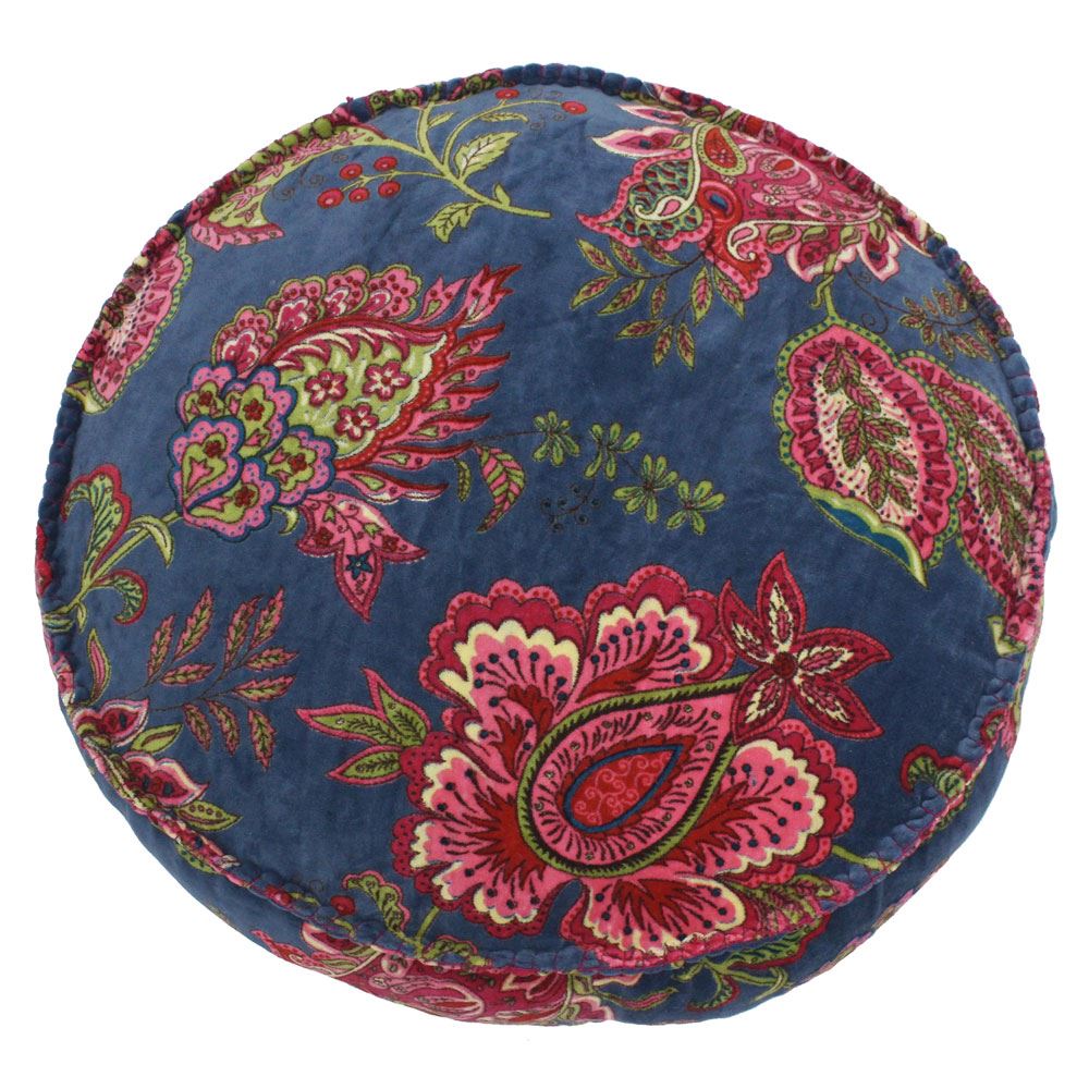 Riva Paoletti Malisa Square Paisley Indian Print Faux Velvet Pom Pom Fringed Cushion Cover