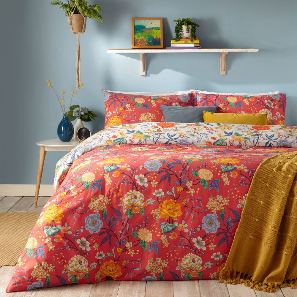 Furn Azalea Floral Print Reversible Duvet Cover Set