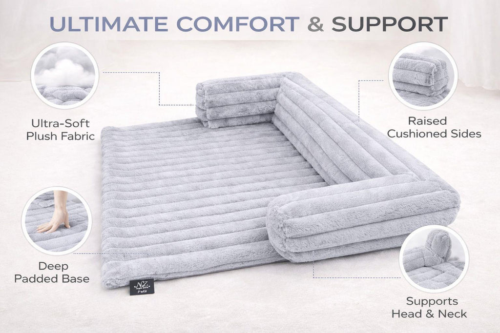 Night Zone Super Soft Plush Cord Sofa Pet Bed