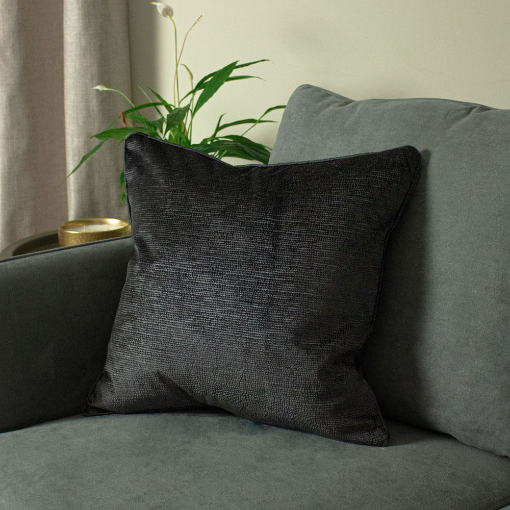 Paoletti Stella Embossed Texture Luxe Velvet Piped Cushion Cover
