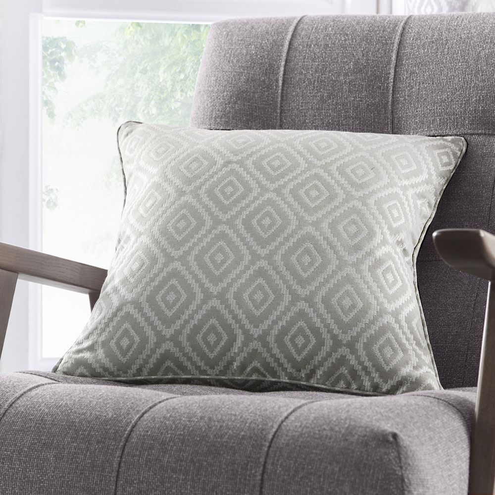 Appletree Loft Asha Geometric Diamond Jacquard Filled Piped Edge Cushion
