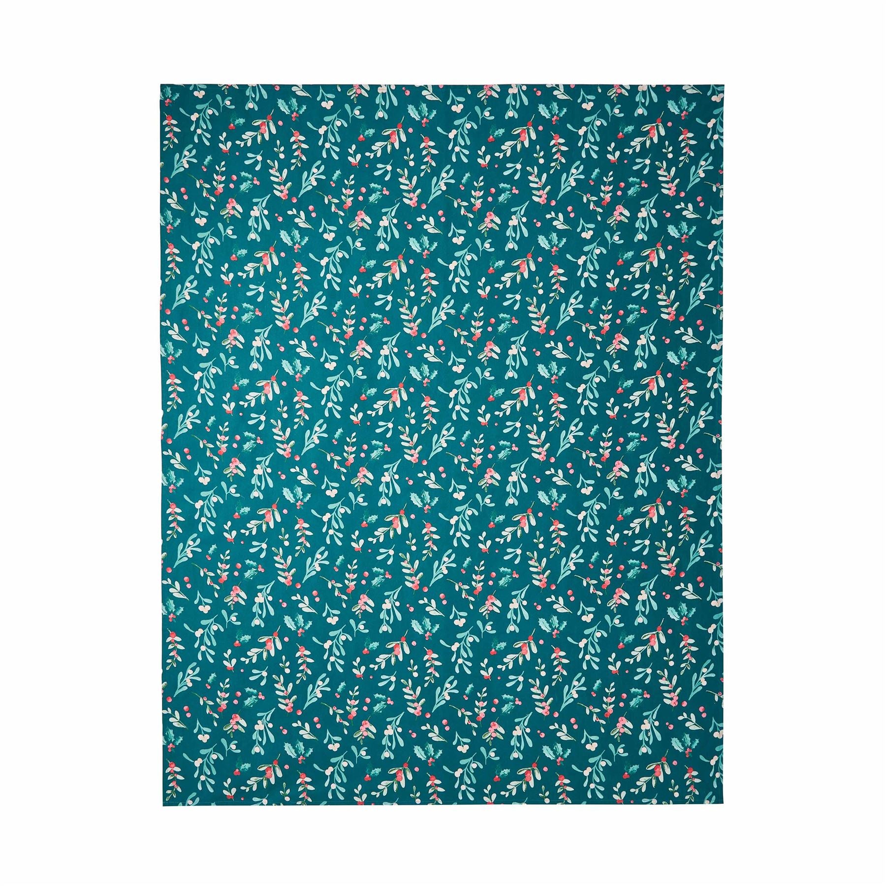 Catherine Lansfield Christmas Holly and Mistletoe 100% Cotton Tablecloth