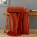Catherine Lansfield Extra Large Raschel Velvet Touch 200x240cm Blanket Throw Burnt Orange