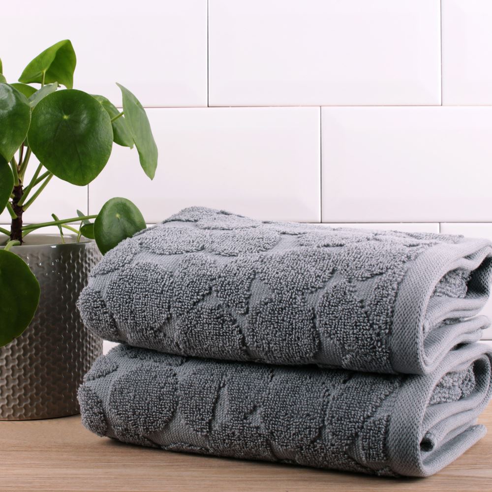 Fusion Ingo Geometric Jacquard 100% Cotton 550gsm Hand Towel, 2 Pack