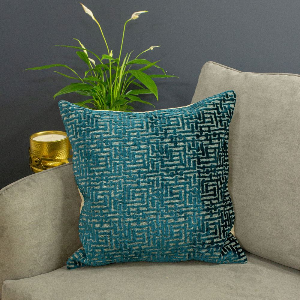 Paoletti Delphi Contemporary Jacquard Faux Velvet Cushion Cover