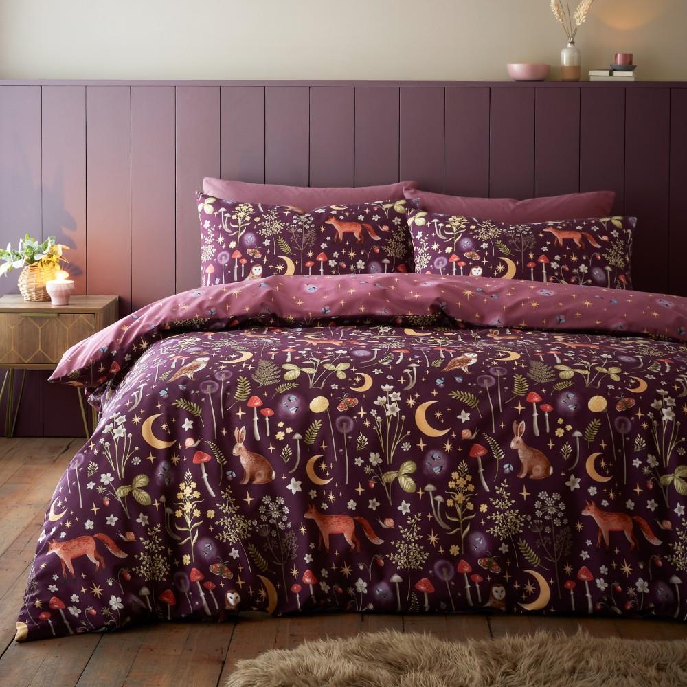 Catherine Lansfield Enchanted Twilight Animals Easy Care Reversible Duvet Cover Set