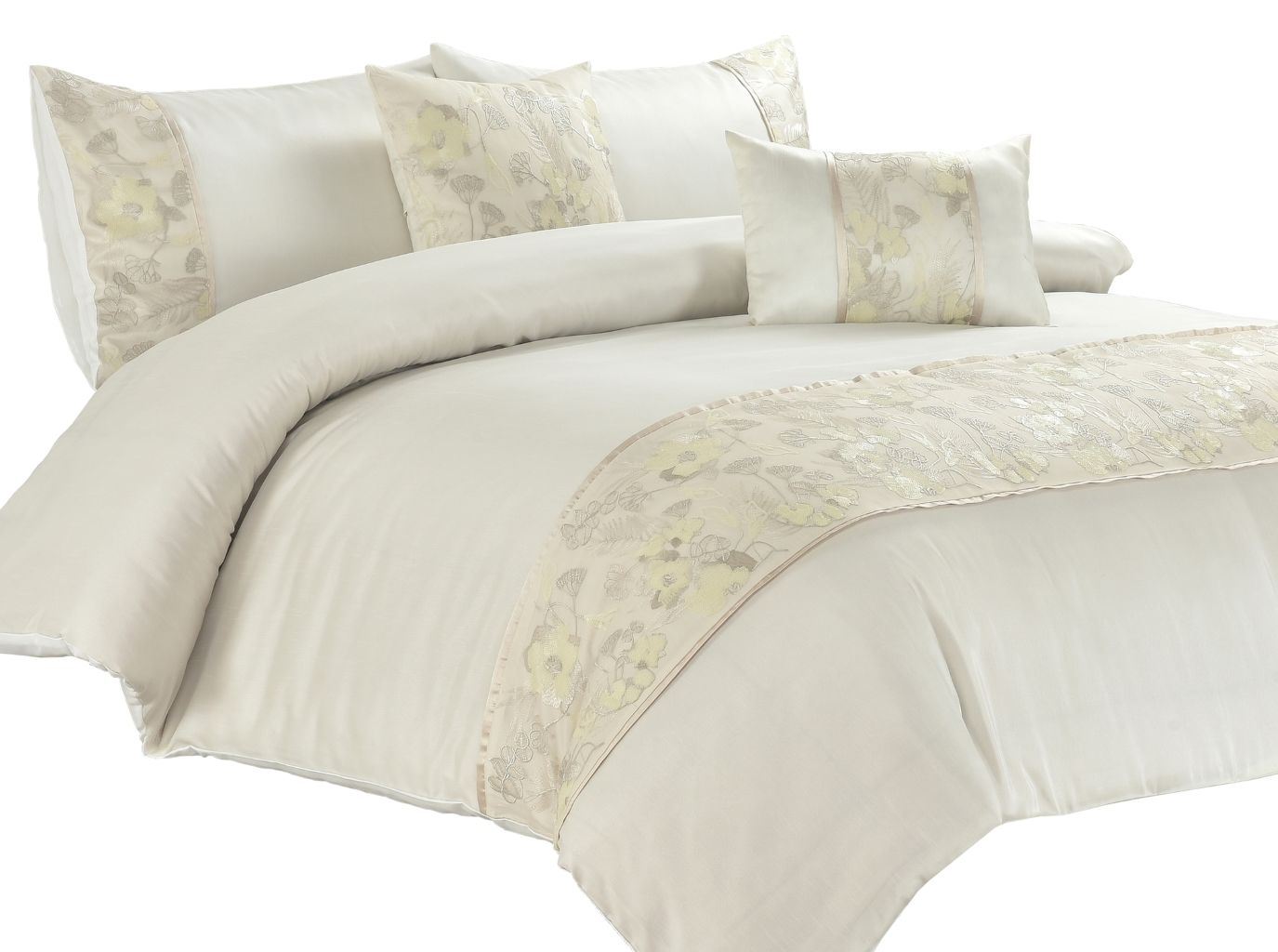 Night Zone Savanna Floral Embroidery Duvet Cover Set