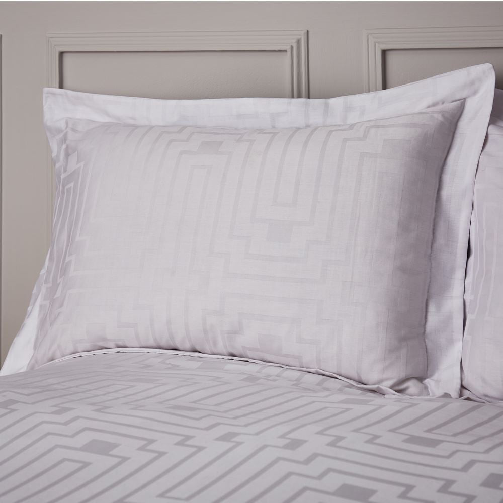 Bianca Satin Geo Jacquard 100% Cotton 180 Thread Count Oxford Pillow Case