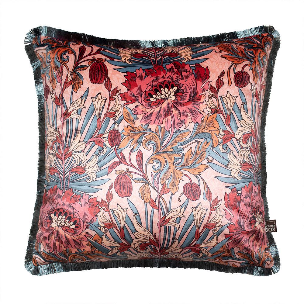 Scatter Box Shelby Floral Digital Print Fringed Feather Filled Cushion