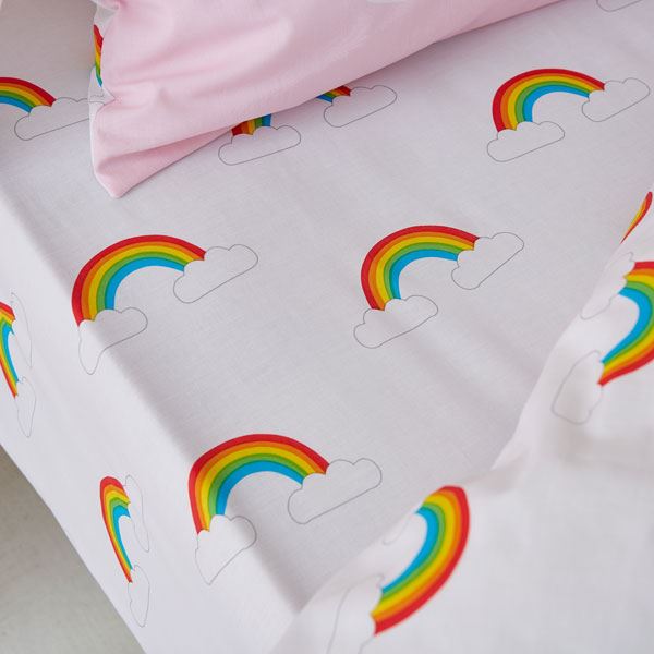 Catherine Lansfield Rainbow Swan Easy Care Fitted Sheet