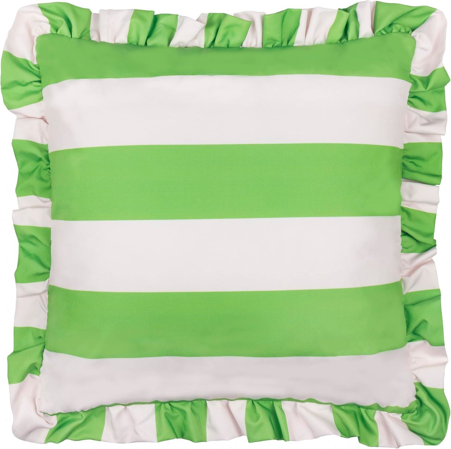 Furn Palm Royale Stripe Ruffle Frilled Edge Water Resistant Outdoor Cushion Cover