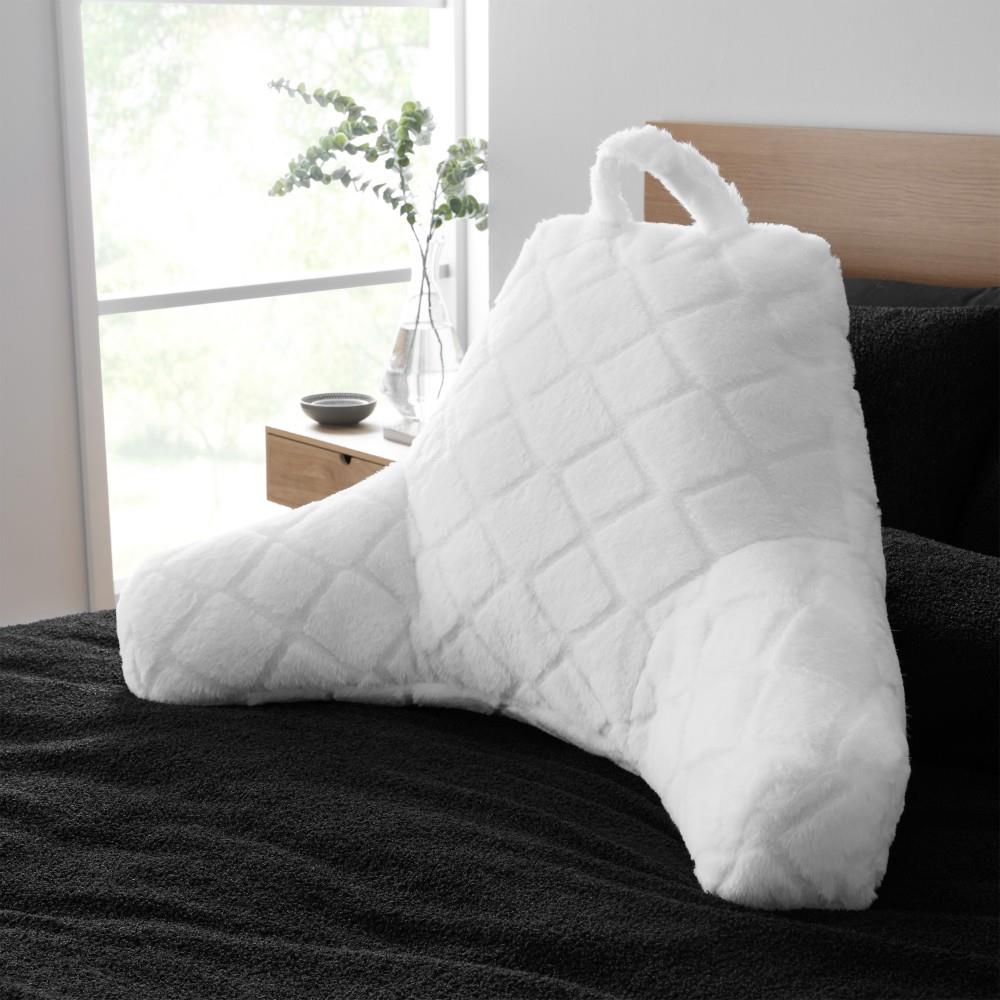 Catherine Lansfield Cosy Diamond Faux Fur High Back Cuddle Cushion Back