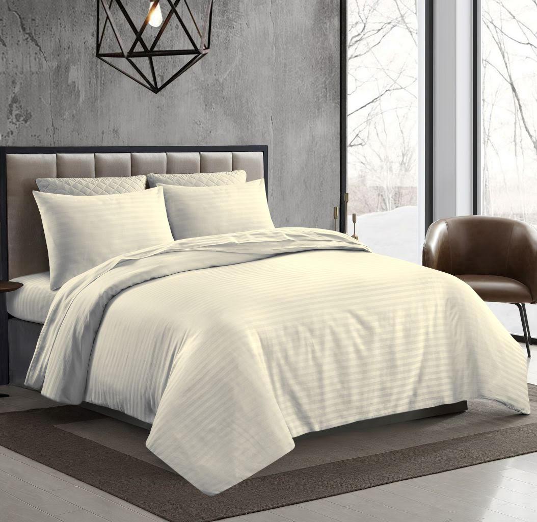 Night Zone Satin Stripe 100% Cotton 250 Thread Count Duvet Cover Set
