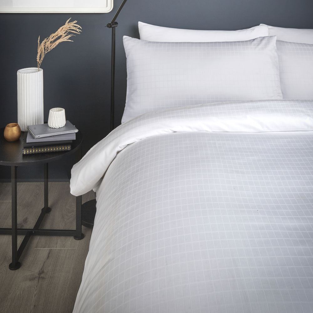 Serene Ravenna Woven Textured Check Easy Care Duvet Cover Set