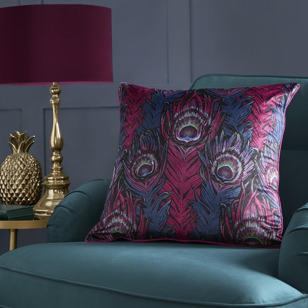 Laurence Llewelyn Bowen Dandy Peacock Jacquard Weave Piped Edge Cushion Cover
