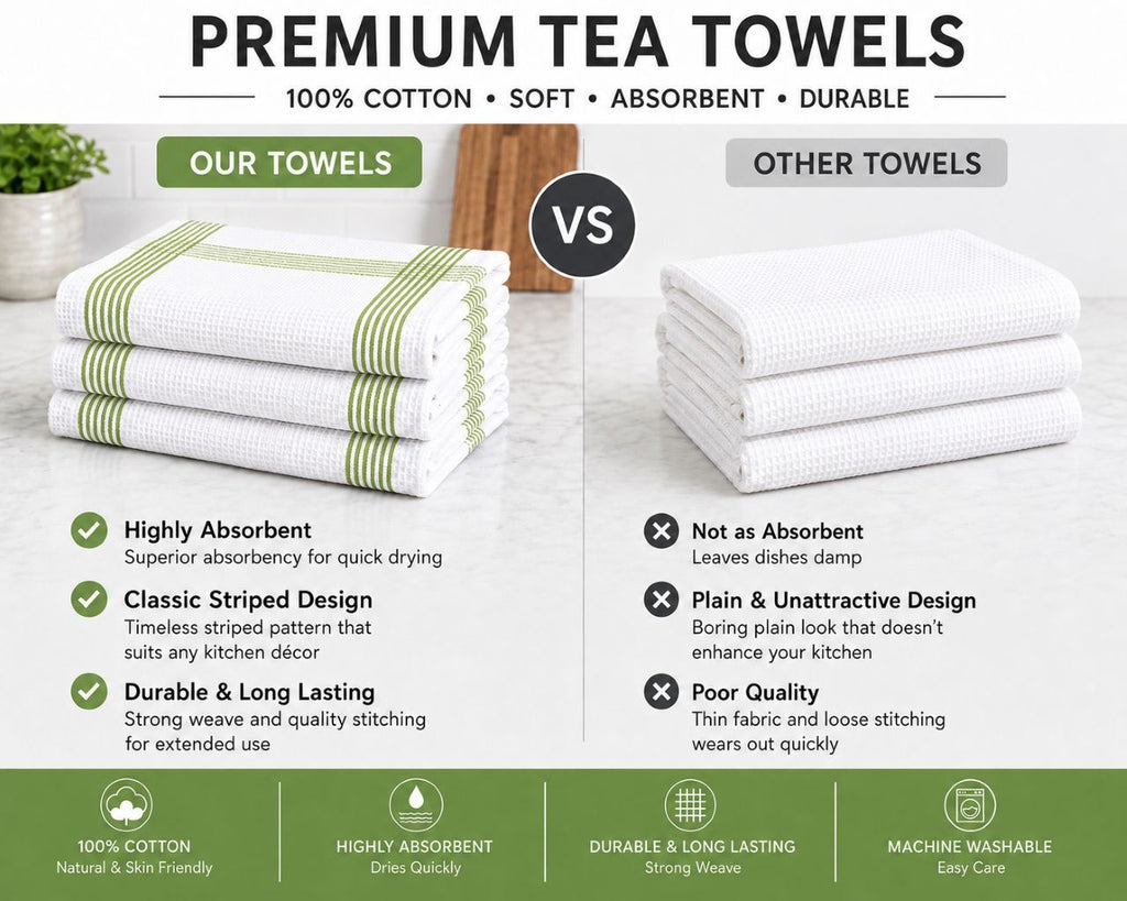 Night Zone Waffle Tea Towels 2 Pack, 100% Cotton