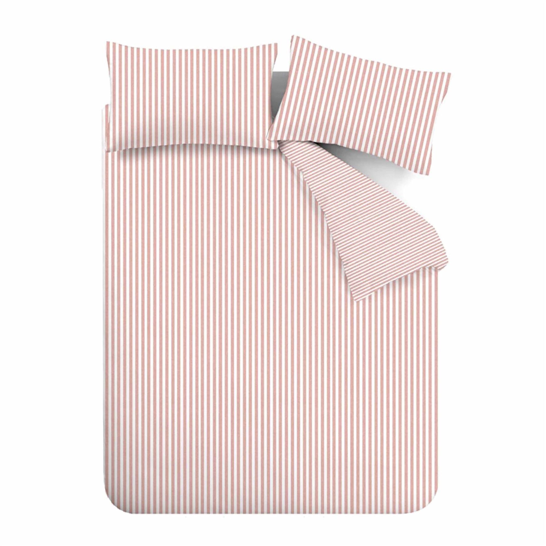 Catherine Lansfield Stripe 100% Brushed Cotton Reversible Duvet Cover Set