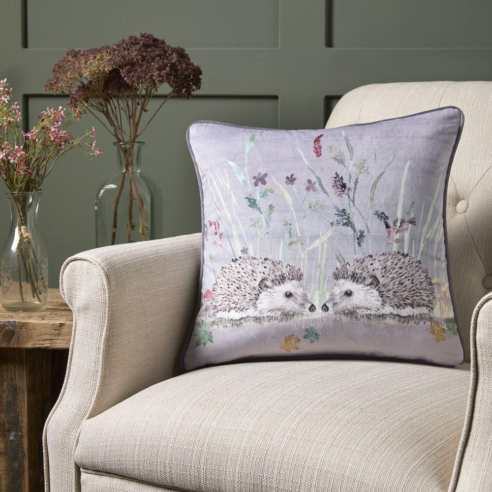 Dreams & Drapes Lodge Colville Hedgehog Velvet Piped Edge Cushion Cover