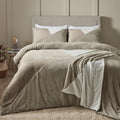 Catherine Lansfield Cosy Larsson Geo Fleece Double Duvet Cover Set with Pillowcases Natural