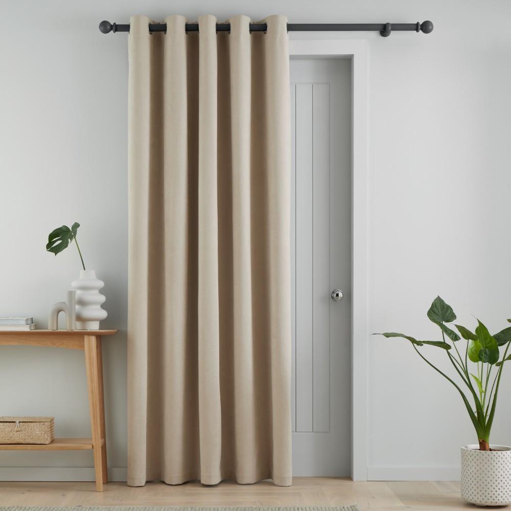 Catherine Lansfield Wilson Plain Thermal Blackout Eyelet Lined Door Curtain