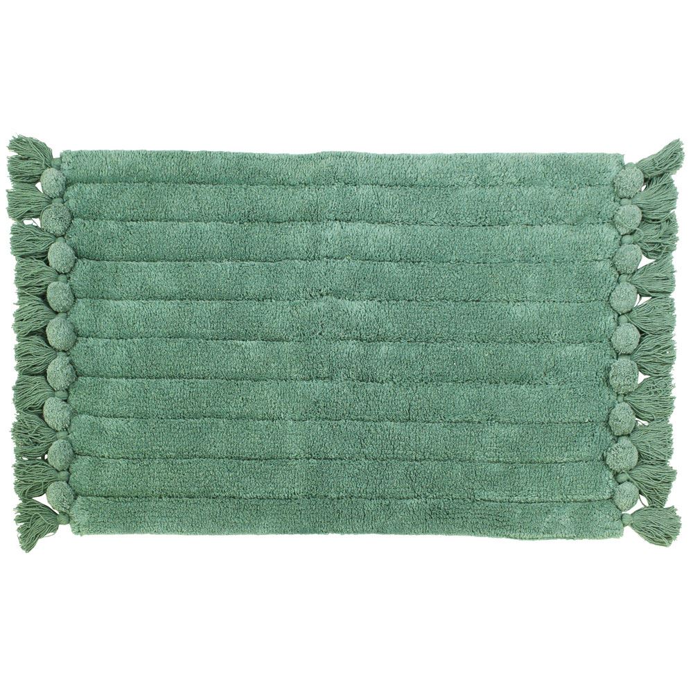 The Linen Yard Ribbed Tasselled 100% Cotton Bath Mat