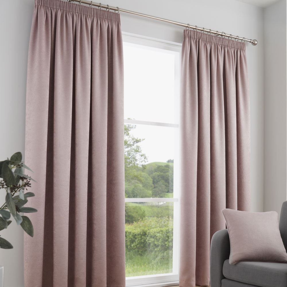 Fusion Galaxy Plain Dyed Triple Woven Thermal Pencil Pleat Lined Curtains