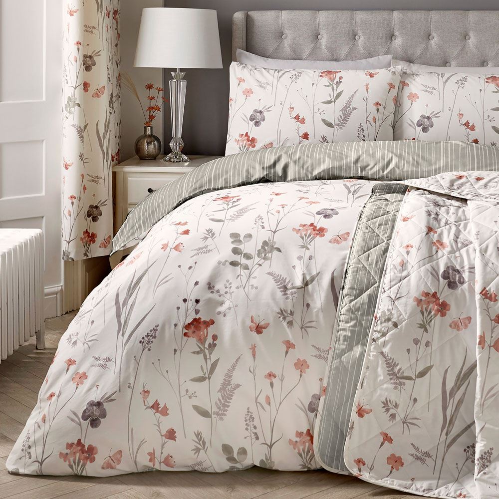 Dreams & Drapes Spring Glade Watercolour Floral Print Easy Care Duvet Cover Set