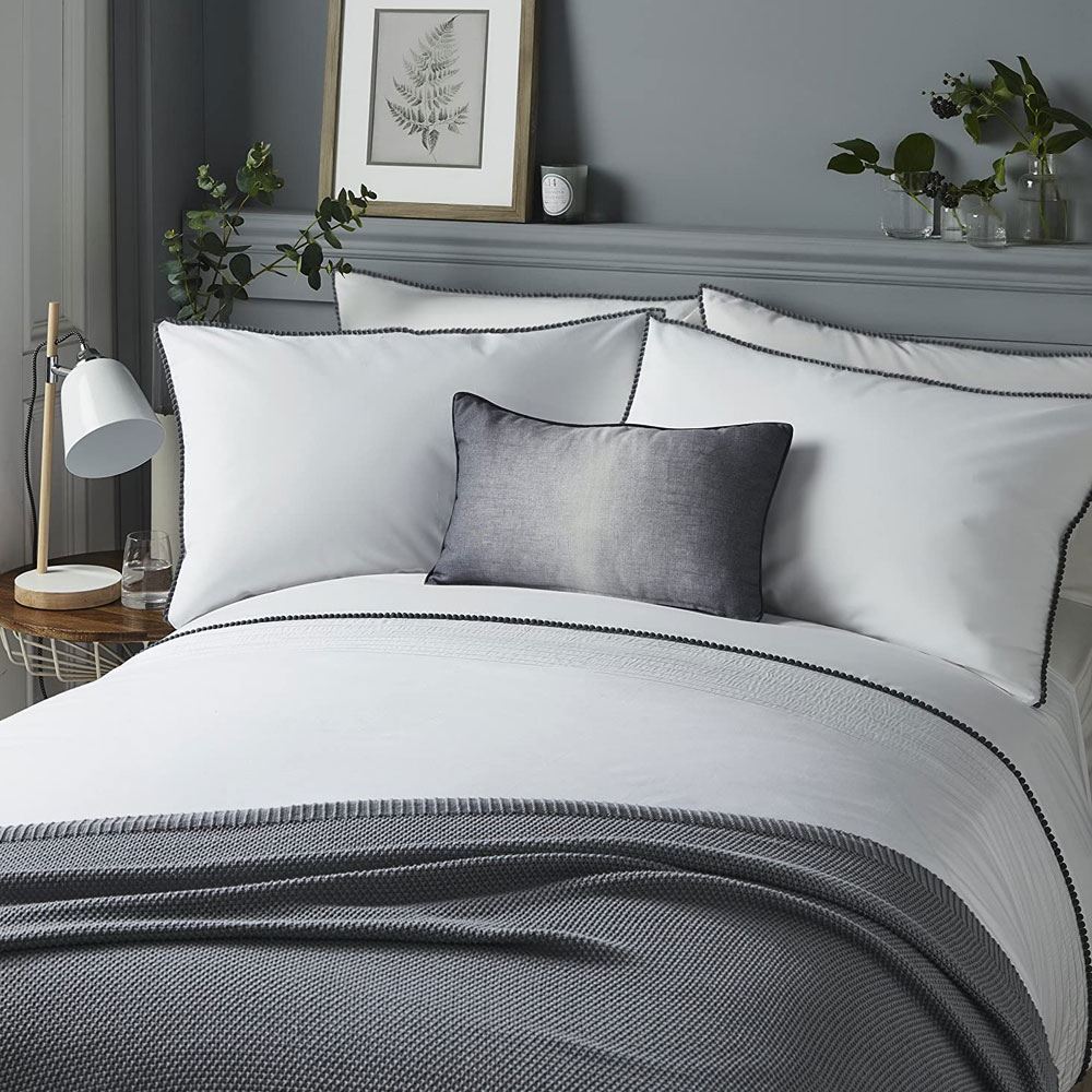 Serene Pom Pom Trim Duvet Cover Set