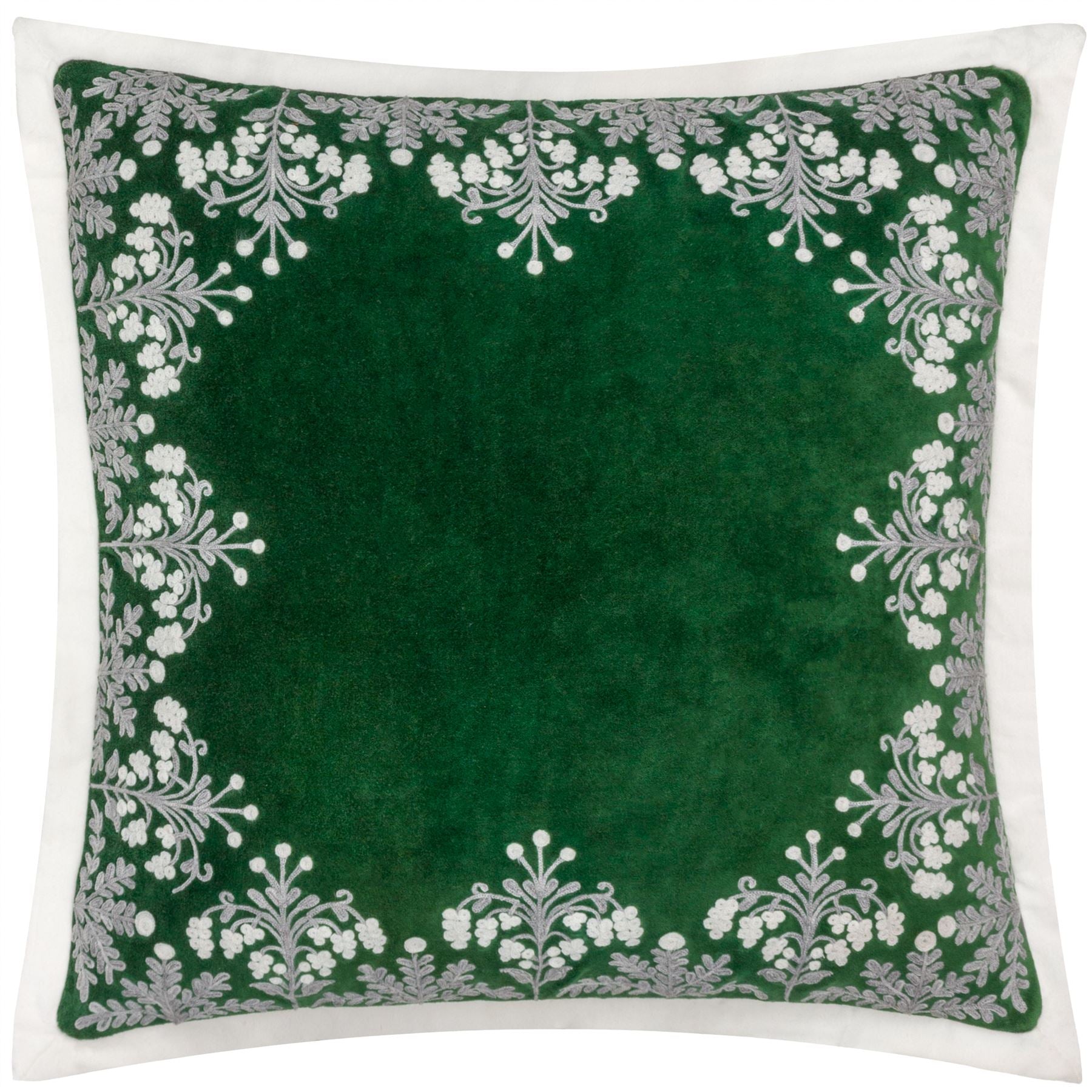 Paoletti Winter Bloom Embroidered Velvet 100% Cotton Cushion Cover