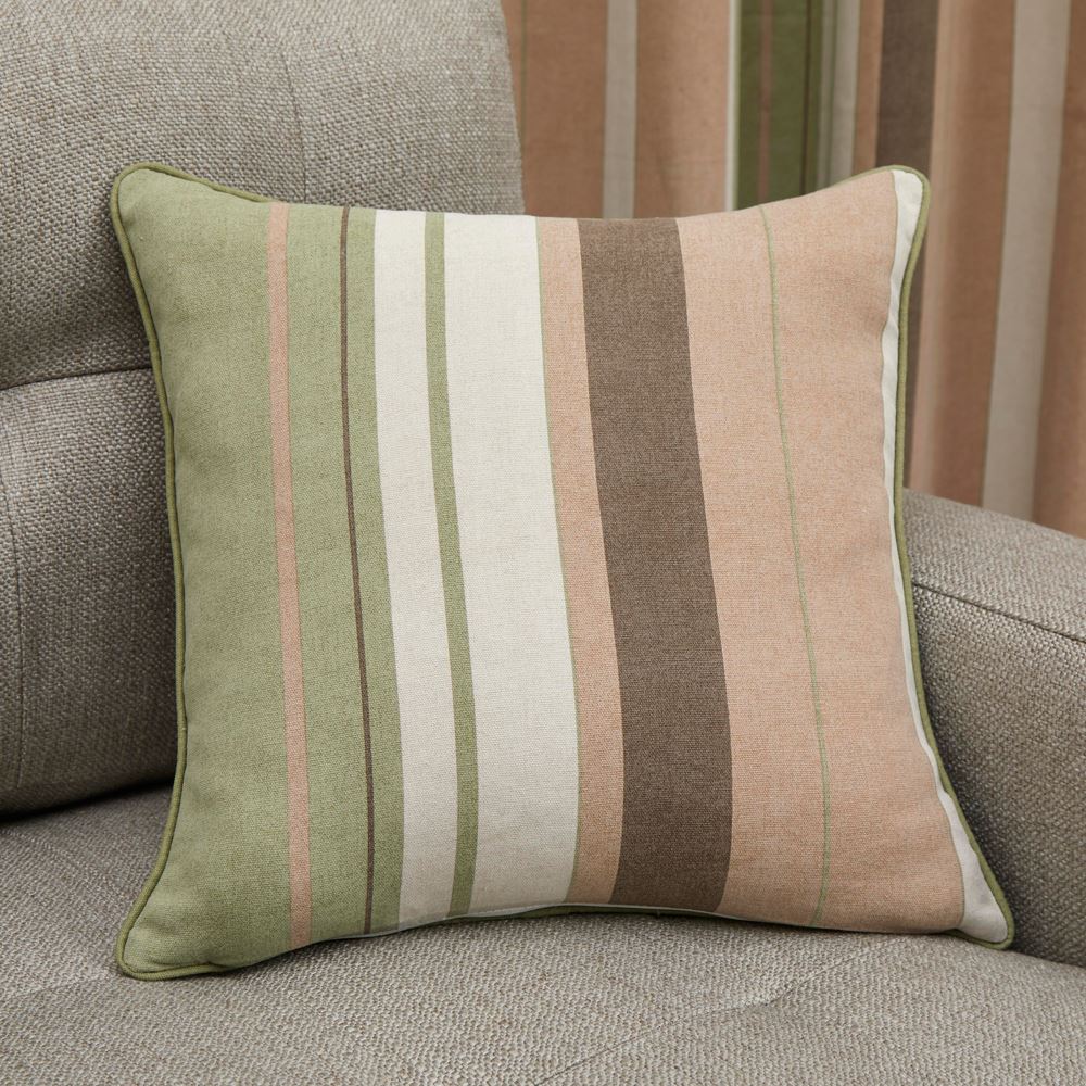 Fusion Whitworth Stripe 100% Cotton Piped Cushion Cover, 43 x 43 Cm