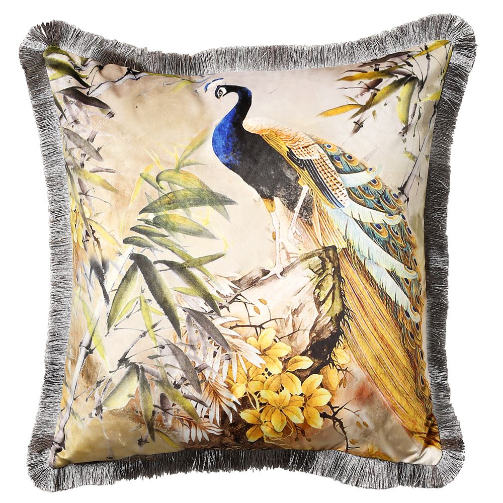 Scatter Box Shiva Floral Fringed Feather Filled Cushion