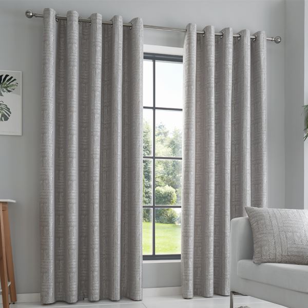 Curtina Lowe Textured Stripes Eyelet Lined Curtains