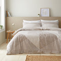 Catherine Lansfield Larsson Geo Reversible Double Duvet Cover Set with Pillowcase Natural