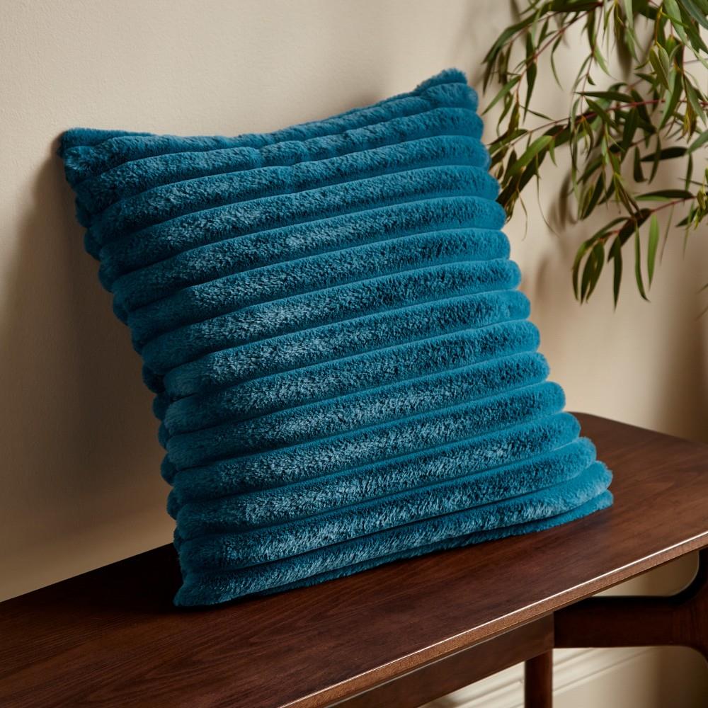Catherine Lansfield Cosy Ribbed Faux Fur Soft Touch Filled Cushion
