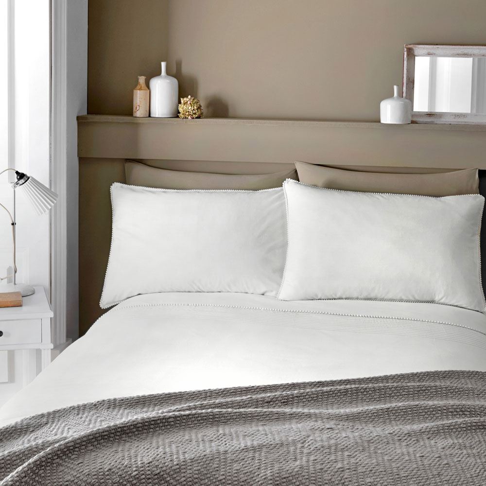 Serene Pom Pom Trim Duvet Cover Set