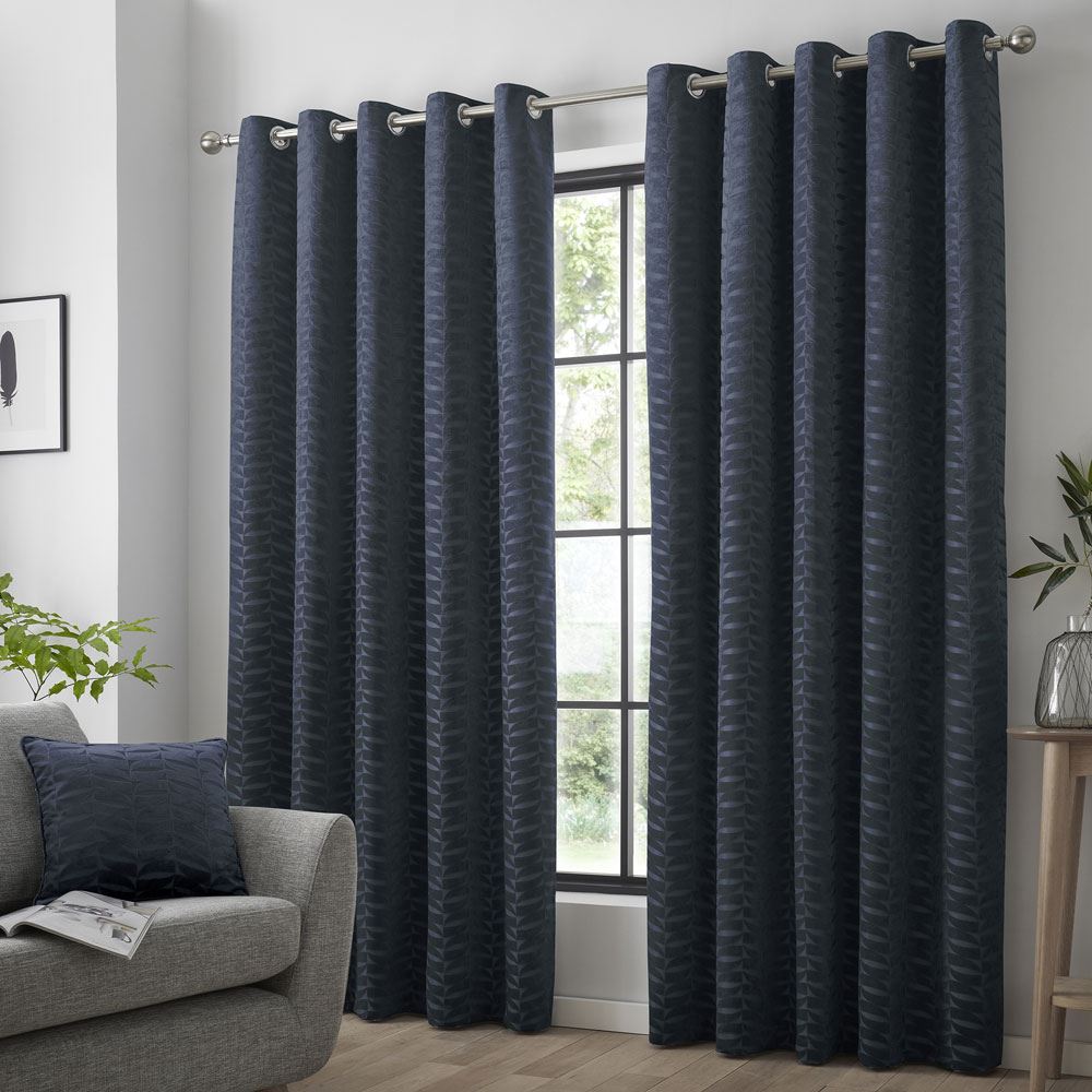 Curtina Kendal Damask Geometric Textured Eyelet Lined Curtains