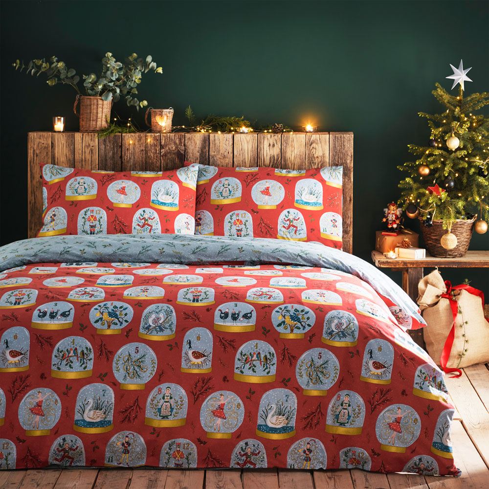Furn 12 Days Of Christmas Seasonal Reversible Duvet Cover Set