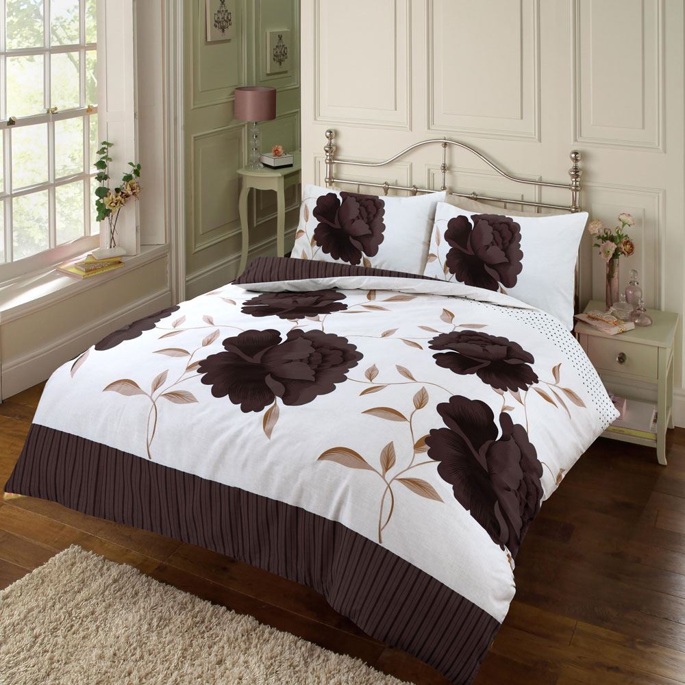 Night Zone Rosaleen Floral Stripe Reversible Duvet Cover Set