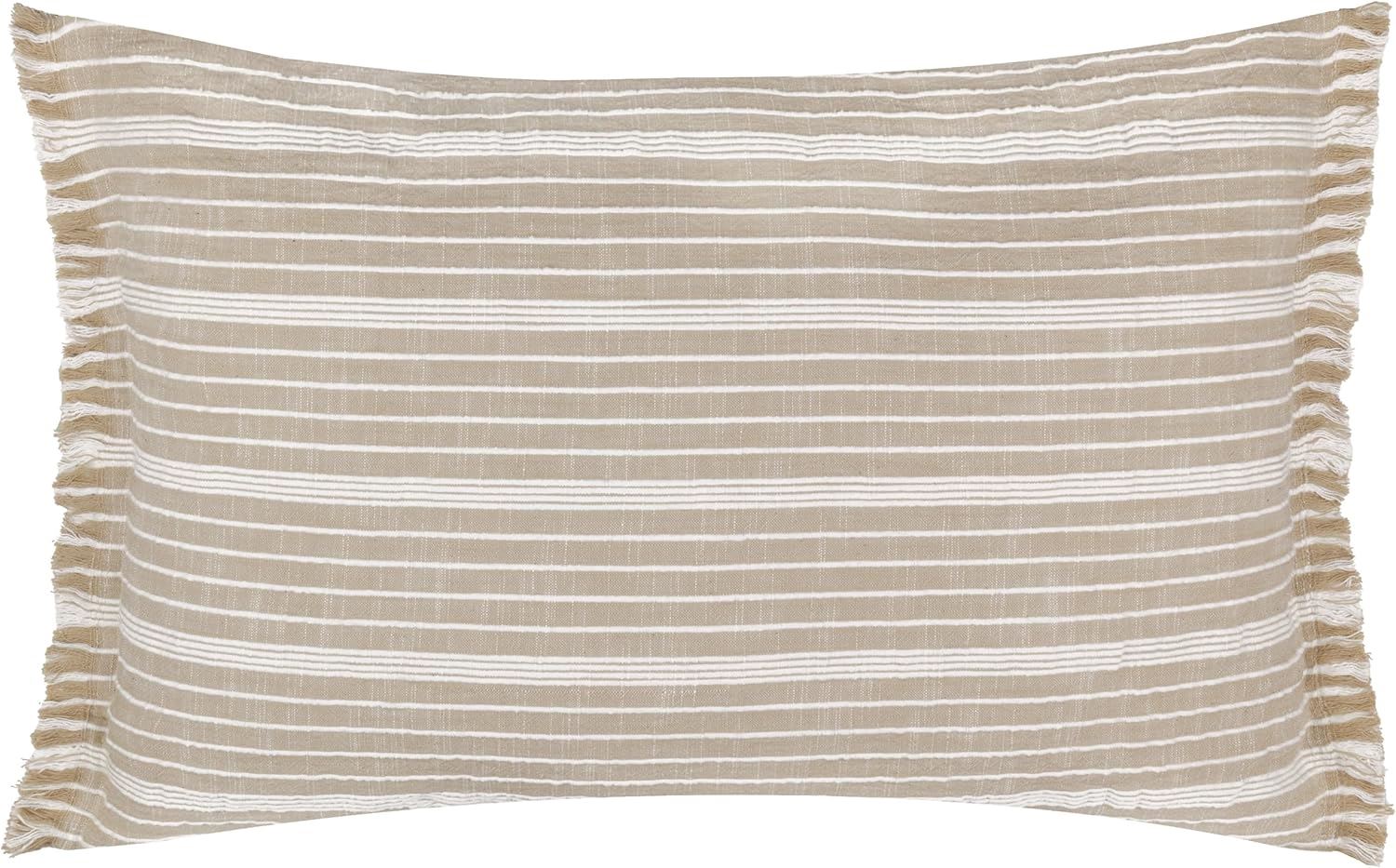Yard Tide Textured Scandi Stripe Outdoor Ruffle Trim Cushion Cover