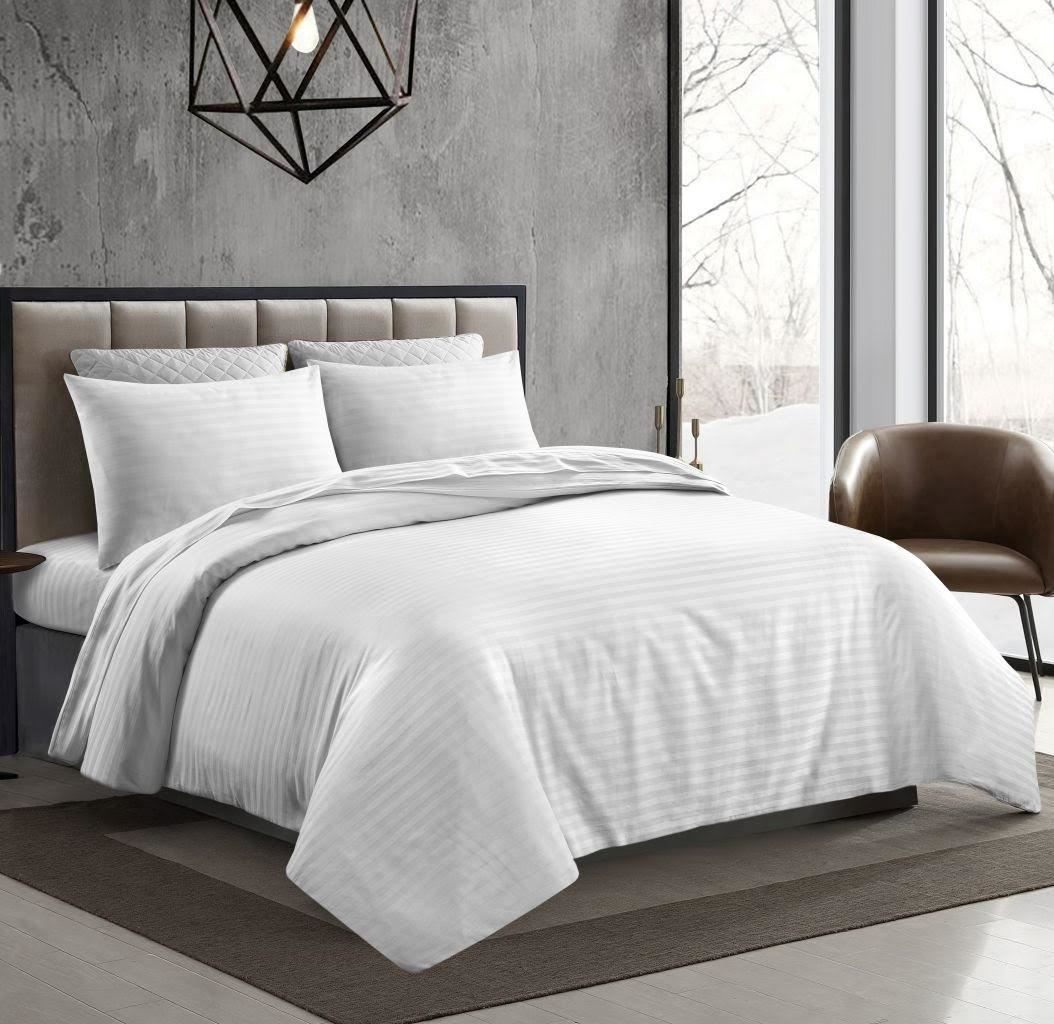 Night Zone Satin Stripe 100% Cotton 250 Thread Count Flat Sheet