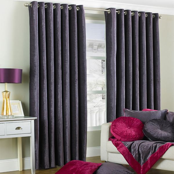 Paoletti Wellesley Chenille Velvet Woven Lined Eyelet Curtains