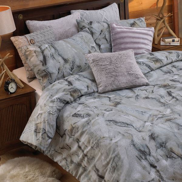 Riva Paoletti Montana 100% Brushed Cotton Flannelette Duvet Cover Set, Silver, Double