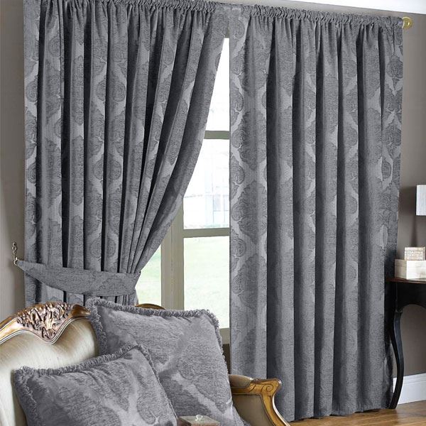 Paoletti Winchester Chenille Velvet Woven Lined Pencil Pleat Curtains