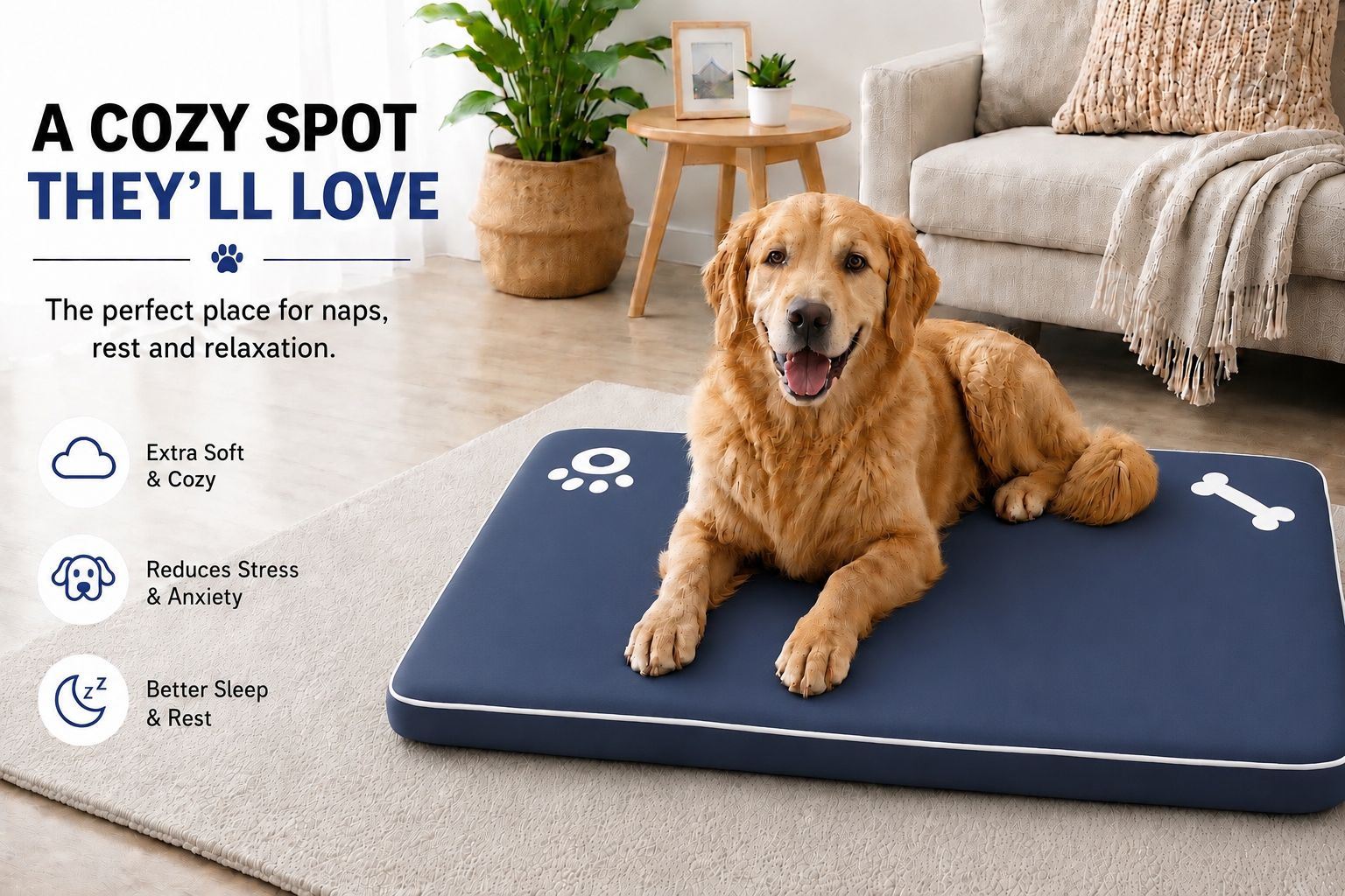 Night Zone Super Soft Bone & Paw Pet Bed Mat
