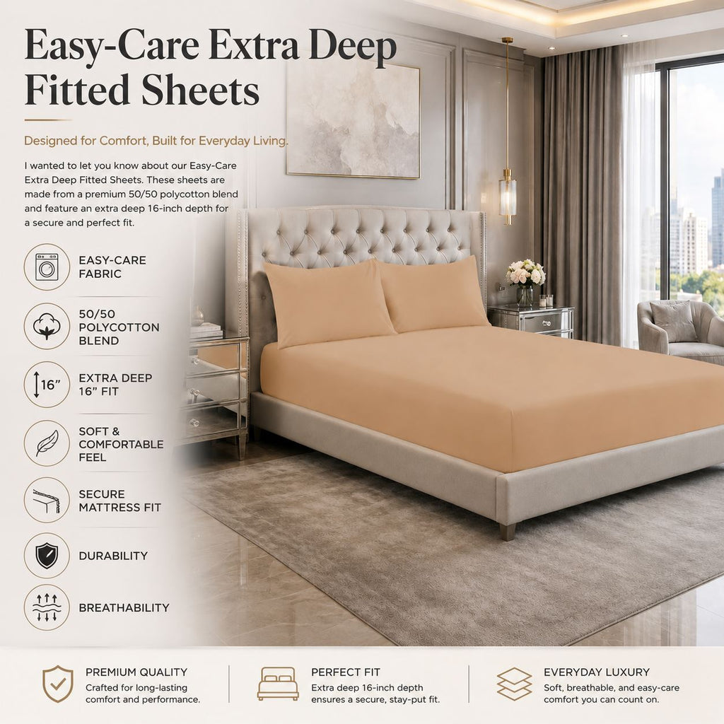 Night Zone Easy-care extra deep fitted sheets