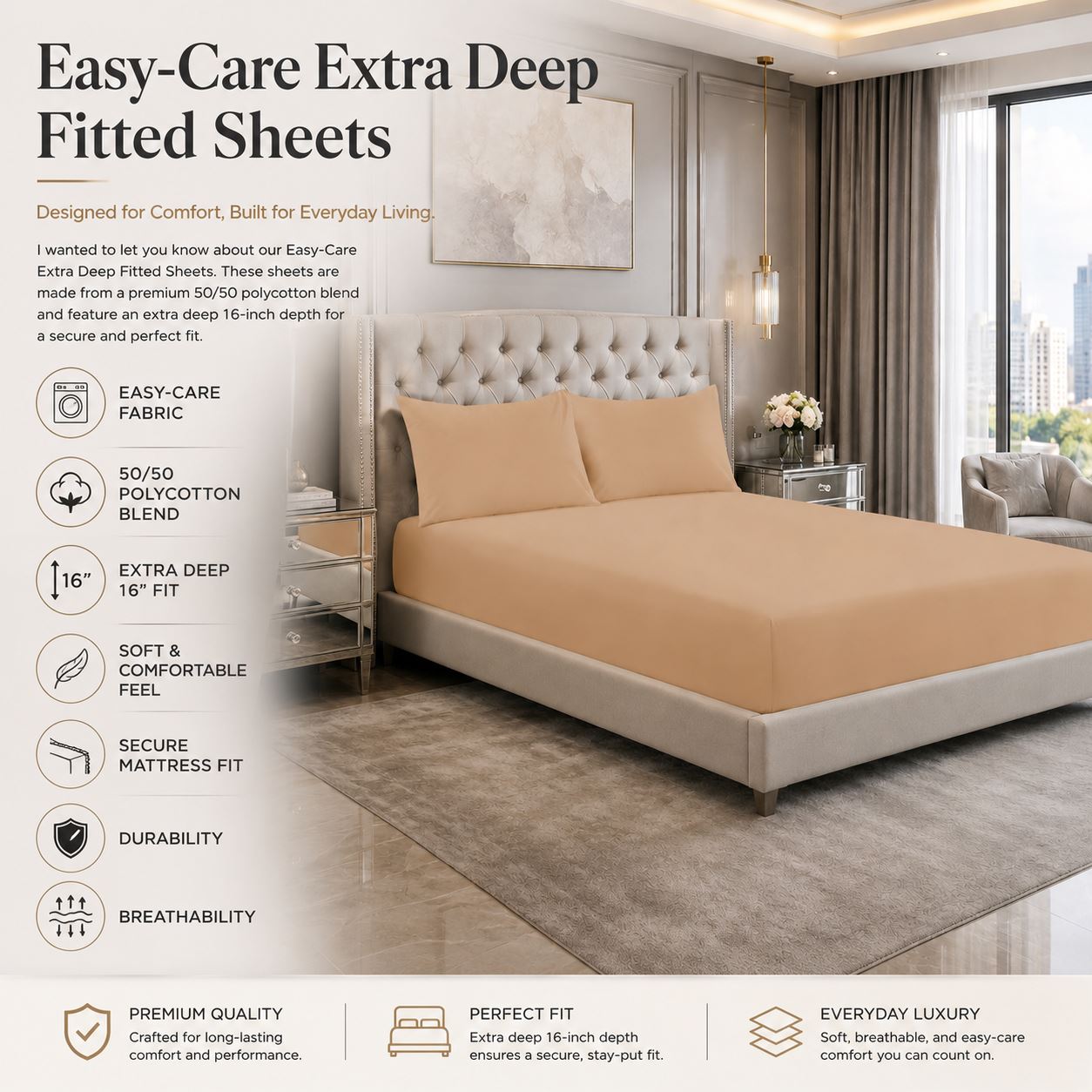 Night Zone Easy-care extra deep fitted sheets
