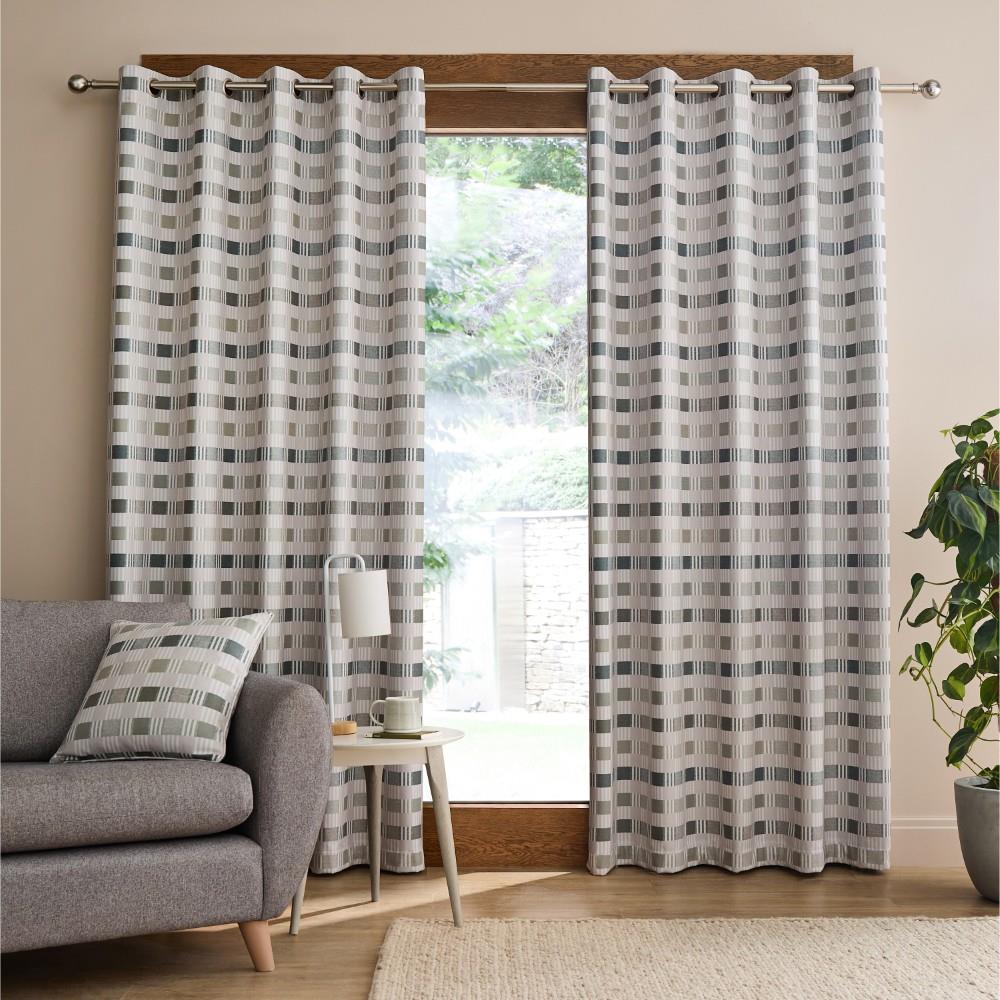 Catherine Lansfield Wilson Check Thermal Blackout Eyelet Lined Curtains