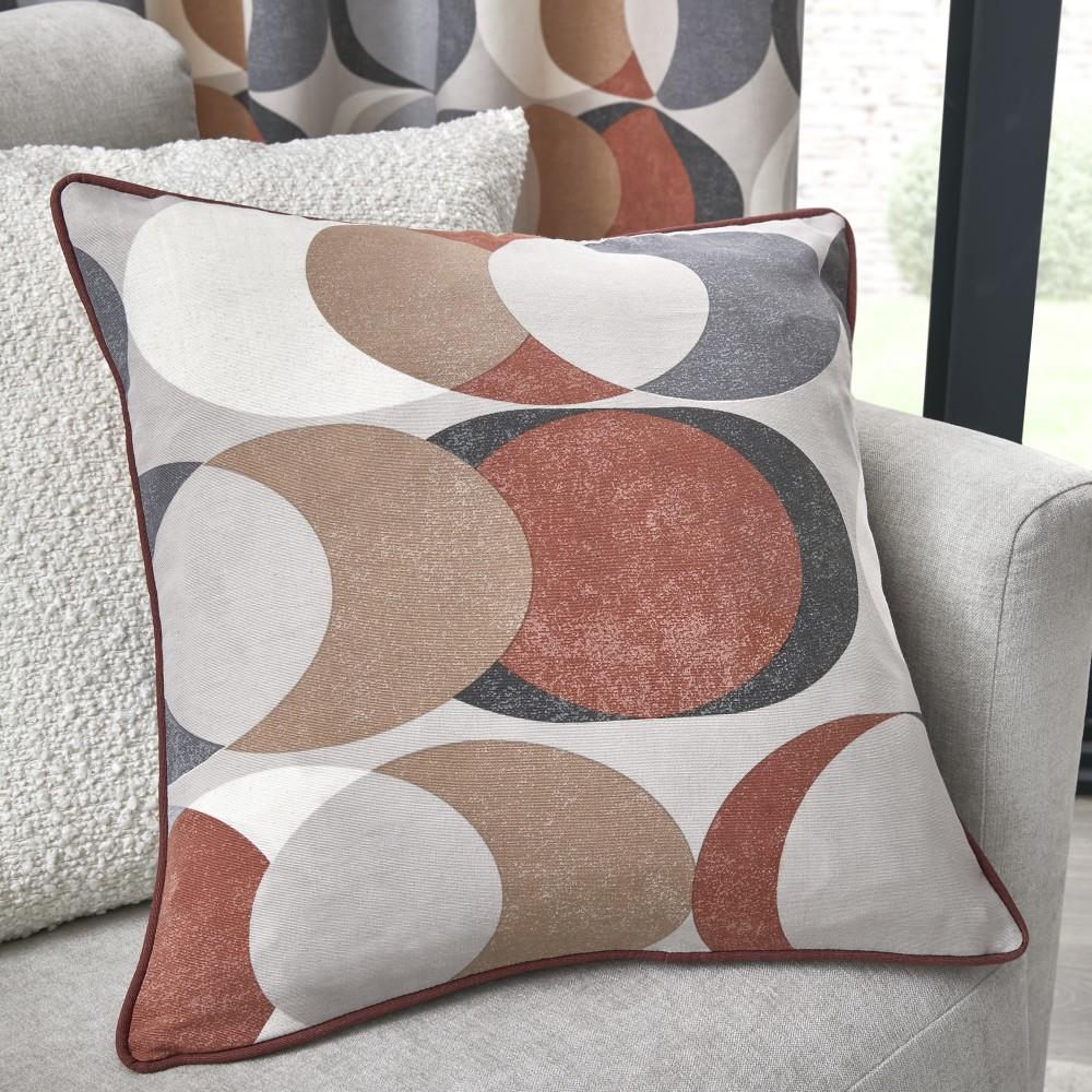 Fusion Sander Geometric Print 100% Cotton Piped Edge Filled Cushion