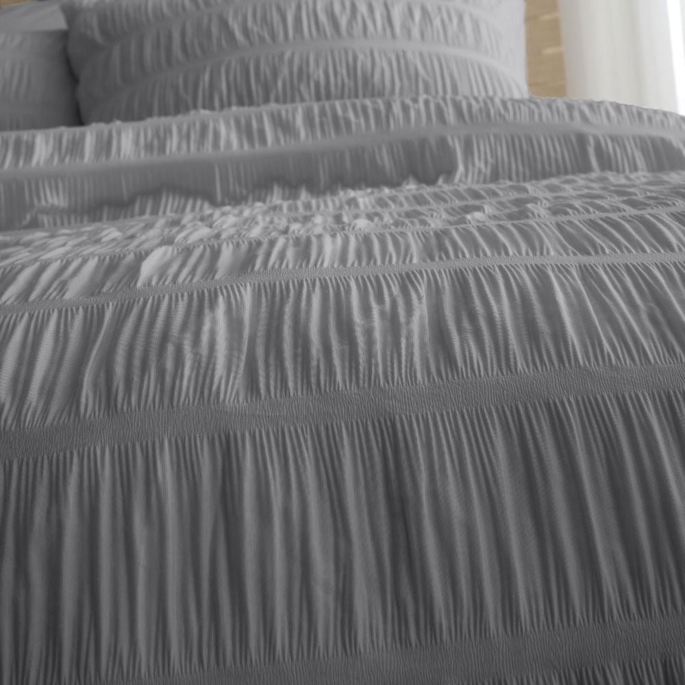 Catherine Lansfield Seersucker Banded Textured Cotton Rich Duvet Cover Set